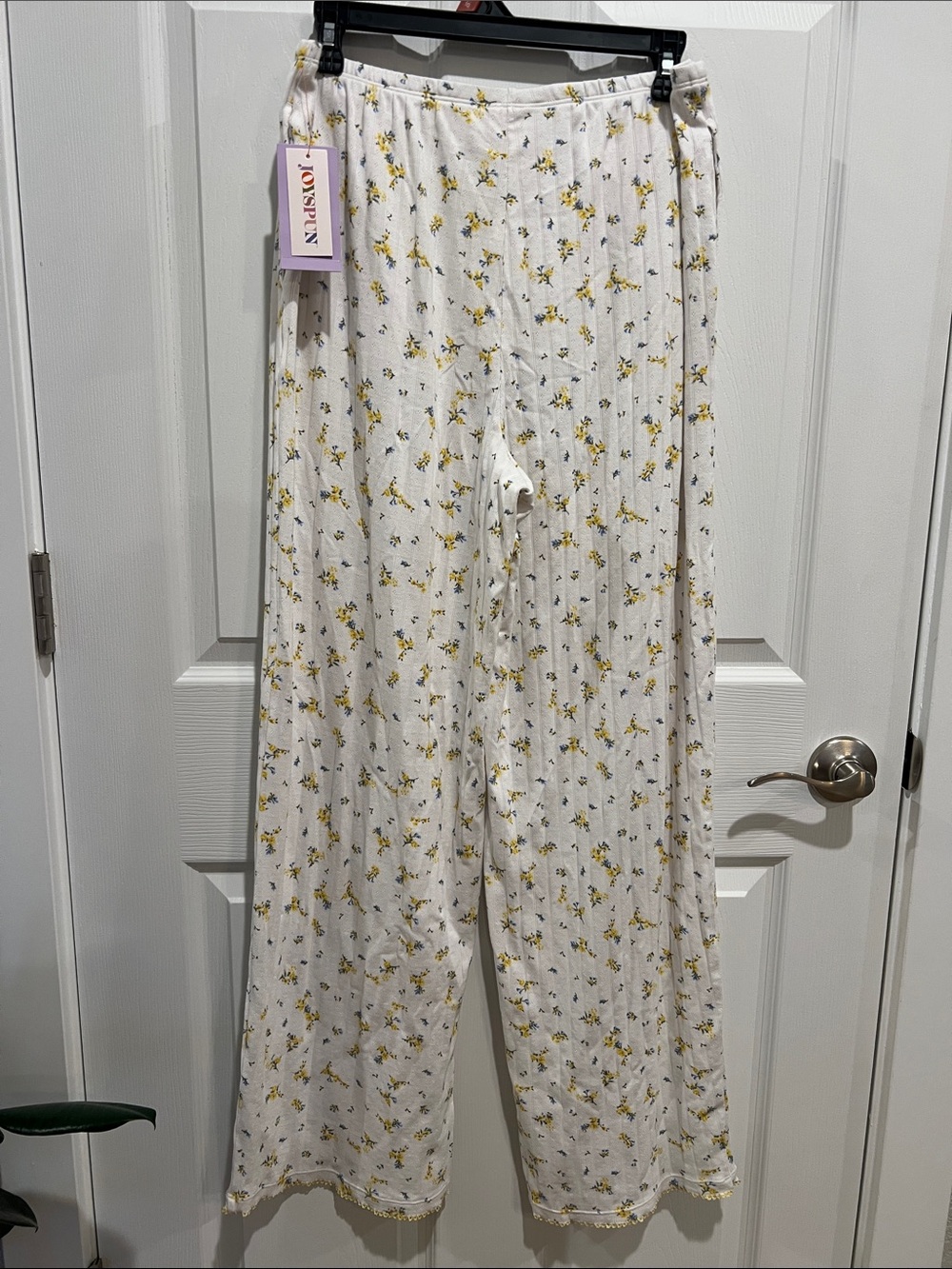White Floral Wide-Leg Pajama Pants